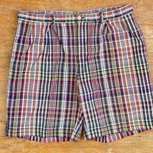 Vintage Mens Polo Ralph Lauren Plaid Shorts Size 38 Waist 1990s Cotton 8" Inseam